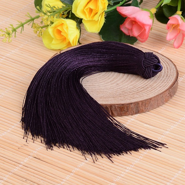 

PandaHall Beautiful Design Nylon Tassel Pendant Decorations, Indigo, 160x18mm, Hole: 4mm Nylon Purple
