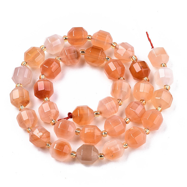

PandaHall Natural Agate Beads Strands, Faceted, Round, 10x9.5mm, Hole: 1.2mm, Beads: 3.5x2mm, about 32~33pcs/strand, 15.16 inch(38.5cm)...