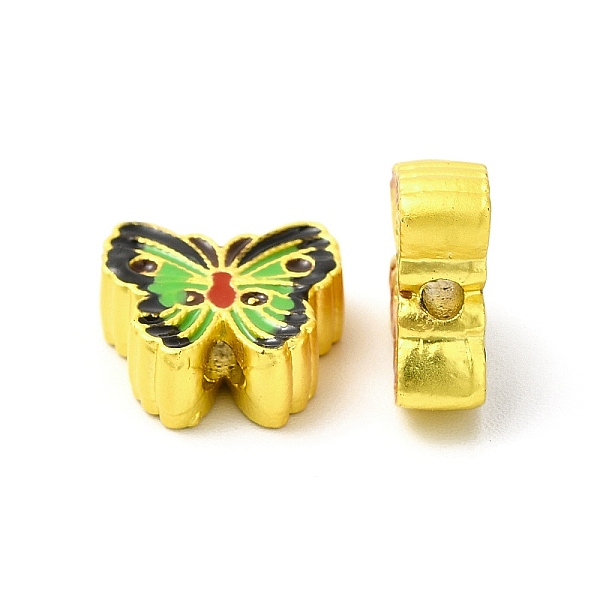 

PandaHall Rack Plating Alloy Beads, with Double-Sided Different Enamel, Colorful Butterfly, Matte Gold Color, 11x11x4mm, Hole: 1.6mm..., Multicolor