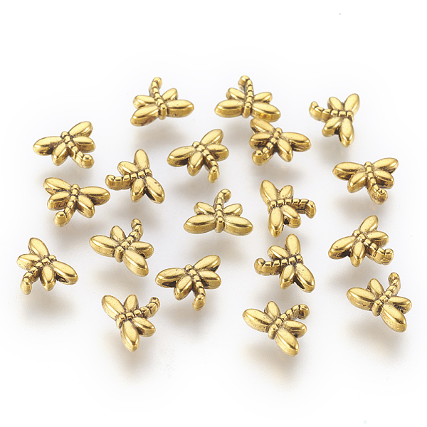 

PandaHall Tibetan Style Alloy Beads, Lead Free & Cadmium Free, Dragonfly, Antique Golden, Size: about 8.2mm wide, Hole: 1mm Alloy Dragonfly