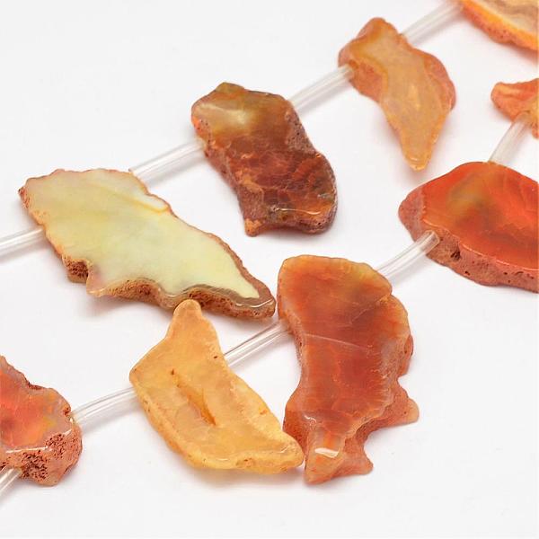 

PandaHall Dyed Natural Agate Nuggets Beads Strands, Goldenrod, 19~30x30~56x5~9mm, Hole: 2mm, about 13~15pcs/strand, 15.3 inch Natural Agate..., Gold