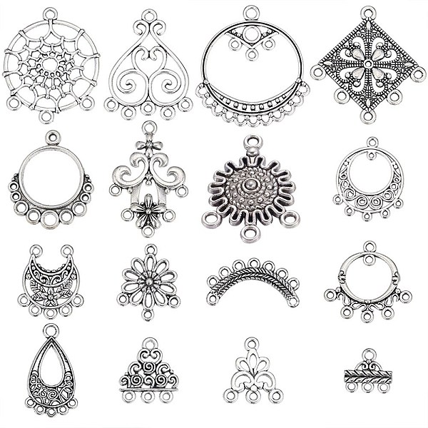

PandaHall SUNNYCLUE 1 Box 64Pcs 16 Style Chandelier Charms Chandelier Connectors Charms Hollow Bohemian Celtic Knot Flower Components Links...