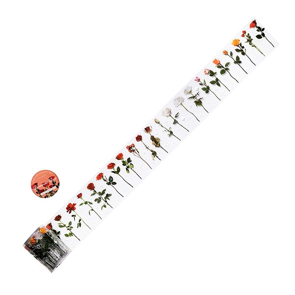 

PandaHall Flower PET Adhesive Tape, for DIY Album Scrapbook, Greeting Card, Background Paper, Orange Red, 50mm, 2m/roll PET Flower