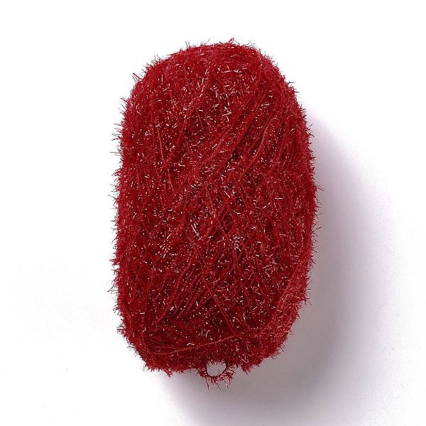 PandaHall Polyester Crochet Yarn, Sparkling Scrubby Yarn, for Dish Scrubbies, Dishcloth, Decorating Crafts Knitting, Brown, 10~13x0.5mm...