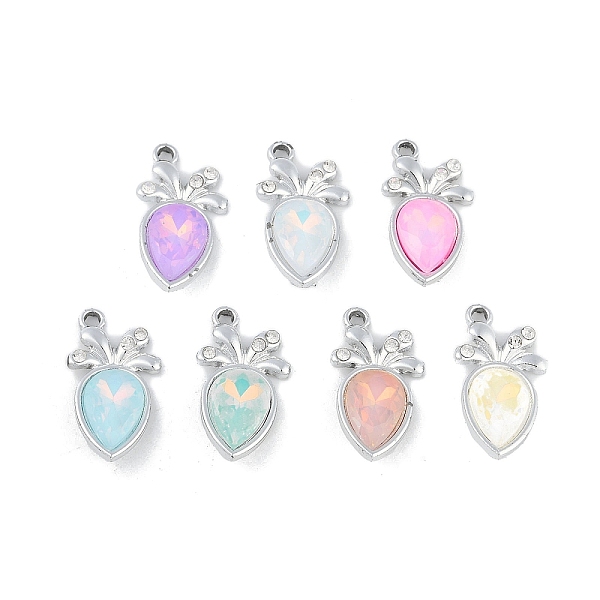 

PandaHall UV Plating Alloy Pendants, with Glass, Lead Free & Cadmium Free, Carrot, Mixed Color, Platinum, 20x11x4mm, Hole: 2mm Alloy+Glass..., Multicolor
