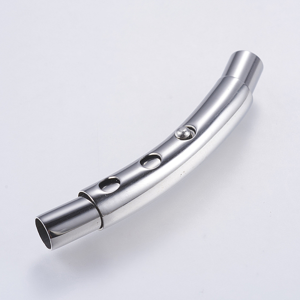 

PandaHall 304 Stainless Steel Bayonet Clasps, Tube, Stainless Steel Color, 40x6mm, Hole: 4mm 304 Stainless Steel