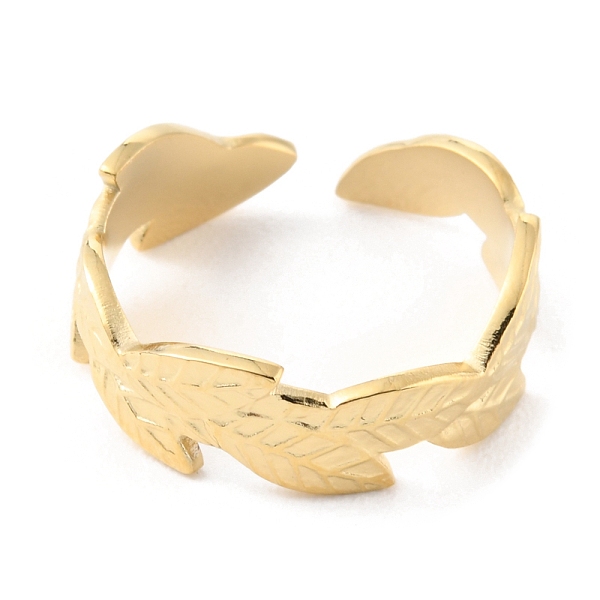 

PandaHall 304 Stainless Steel Leaf Open Cuff Rings, Real 14K Gold Plated, Inner Diameter: 17mm 304 Stainless Steel