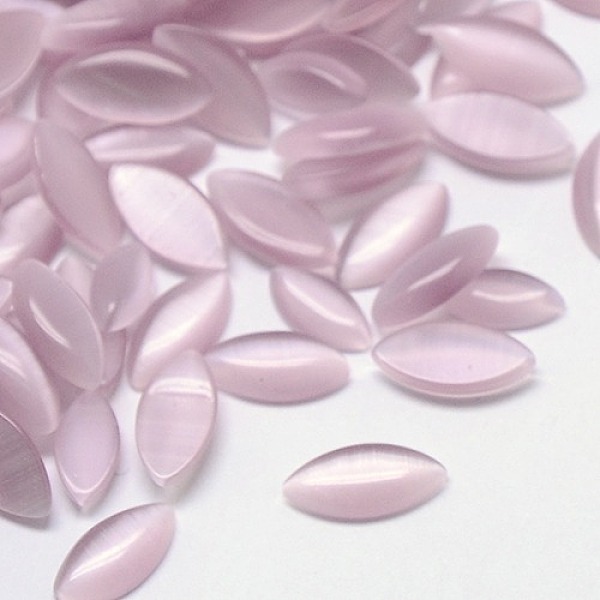 

PandaHall Cat Eye Cabochons, Horse Eye, Thistle, 10x5x1.5~2mm Glass Horse Eye Purple