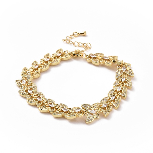 

PandaHall Clear Cubic Zirconia Butterfly Link Chain Bracelet, Brass Jewelry for Women, Golden, 7 inch(17.7cm) Cubic Zirconia