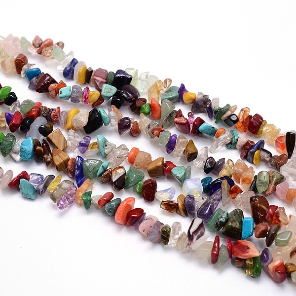 

PandaHall Mixed Stone Beads Strands, Chips, 8~20x8~18mm, Hole: 1mm, about 31.5 inch Mixed Stone Chip