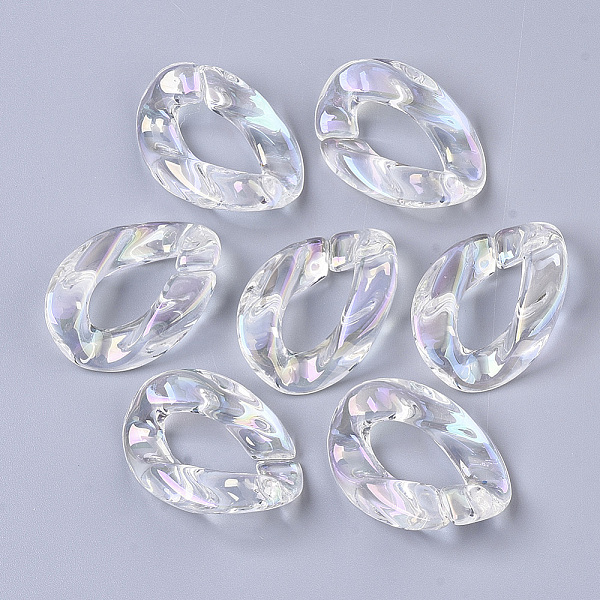 

PandaHall Transparent Acrylic Linking Rings, AB Color Plated, Quick Link Connectors, For Jewelry Curb Chains Making, Twist, Clear AB..., White