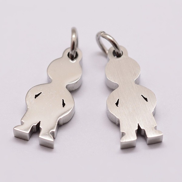 

PandaHall 304 Stainless Steel Pendants, Boy Silhouette Pendants, Stainless Steel Color, 16x7x2mm, Hole: 3mm 304 Stainless Steel Human