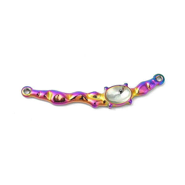 

PandaHall Ion Plating(IP) 304 Stainless Steel Cabochon Connector Settings, Textured, Curved Rectangle Links, Rainbow Color, Tray: 7.5x5.5mm...