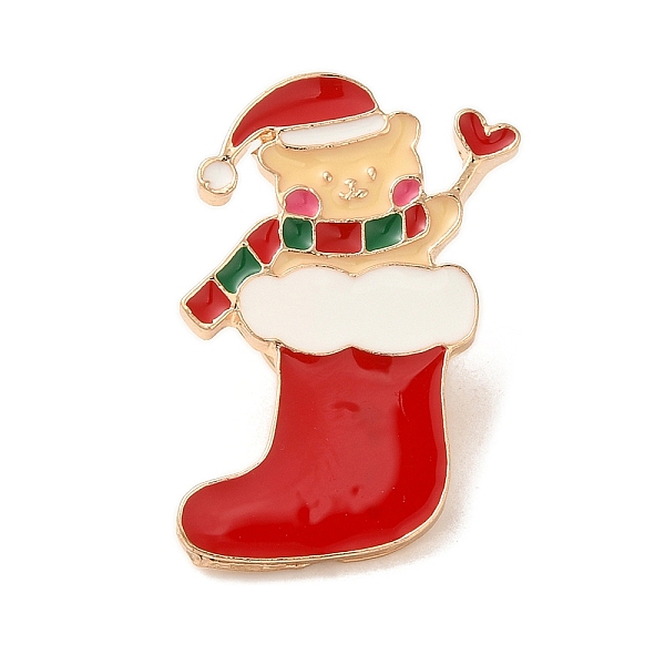 

PandaHall Christmas Series Golden Aolly Brooches, Enamel Pins, Shoes, 29x21x2mm Alloy+Enamel Shoes Red