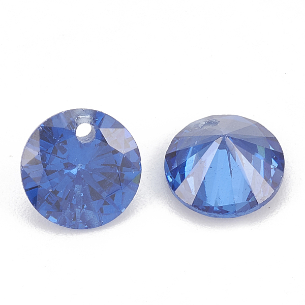 

PandaHall Cubic Zirconia Charms, Faceted, Flat Round, Blue, 8x4.5mm, Hole: 1mm Cubic Zirconia Flat Round Blue