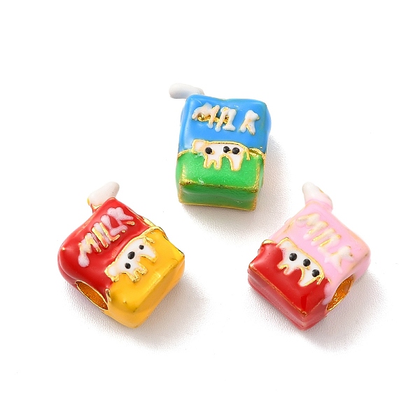 

PandaHall Alloy Enamel European Beads, Large Hole Beads, Lead Free & Cadmium Free, Matter Gold Color, Milk, Mixed Color, 13.5x12x7.3mm, Hole..., Multicolor