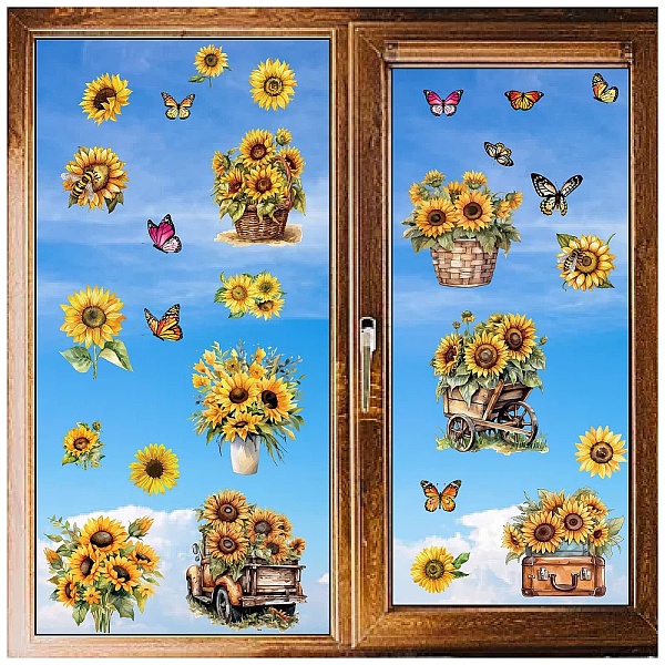 

PandaHall 8 Sheets 8 Styles PVC Waterproof Wall Stickers, Self-Adhesive Decals, for Window or Stairway Home Decoration, Rectangle, Flower...