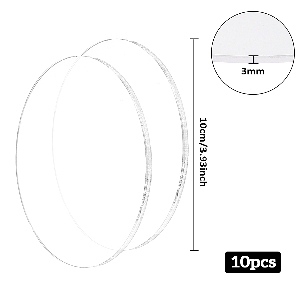 

PandaHall BENECREAT 10PCS Clear Acrylic Circle Disc 3mm Thick 100mm Inner Dia Cast Sheet for Craft Projects, Signs, DIY Projects Acrylic...