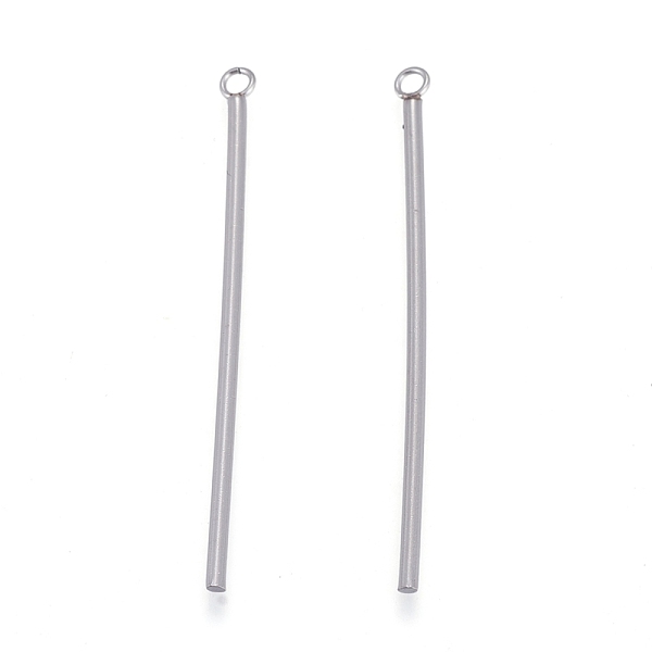 

PandaHall 201 Stainless Steel Pendants, Column/Bar, Stainless Steel Color, 43x1.5mm, Hole: 1.8mm 201 Stainless Steel Column