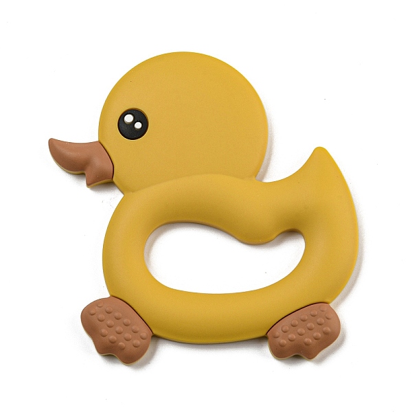 

PandaHall Silicone Focal Beads, Silicone Teething Beads, Baby Toy, Duck, Goldenrod, 93x83x9mm Silicone Duck Gold