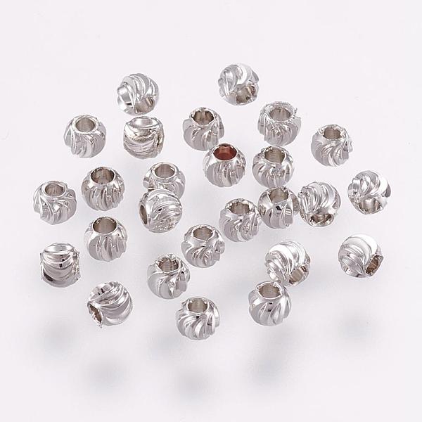 

PandaHall Brass Spacer Beads, Long-Lasting Plated, Corrugated Round, Platinum, 3x2mm, Hole: 1.2mm Brass Round