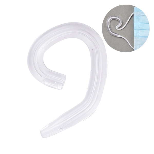 PandaHall Reusable Silicone Ear Hook, Invisible Earmuffs, for Mouth Cover, Clear, 49x34x5mm Silicone Clear