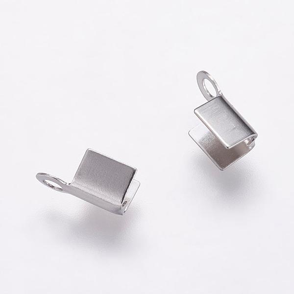 

PandaHall 304 Stainless Steel Folding Crimp Ends, Fold Over Crimp Cord Ends, Stainless Steel Color, 9x4x4mm, Hole: 2mm 304 Stainless Steel