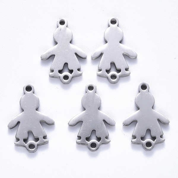 

PandaHall 201 Stainless Steel Links Connectors, Laser Cut, Boy, Stainless Steel Color, 20.5x14x1.5mm, Hole: 1.6mm 201 Stainless Steel Human
