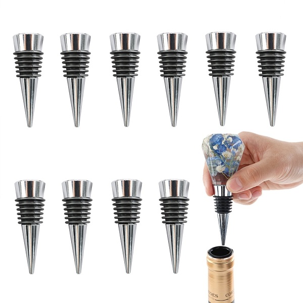 

PandaHall Alloy Wine Bottle Stoppers, with Silicone Covered, Spike/Cone, Platinum, 62x20.5mm Alloy Cone
