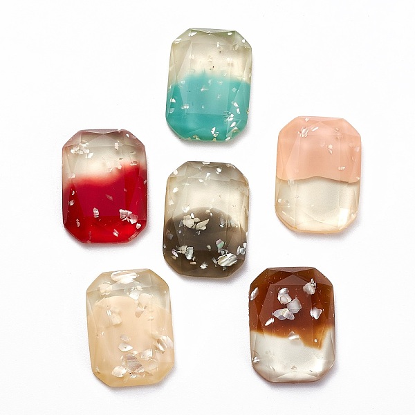 

PandaHall (Defective Closeout Sale: Yellowing), Two Tone Resin with Natural Shell Cabochons, Rectangle, Mixed Color, 18x13x4mm Resin..., Multicolor