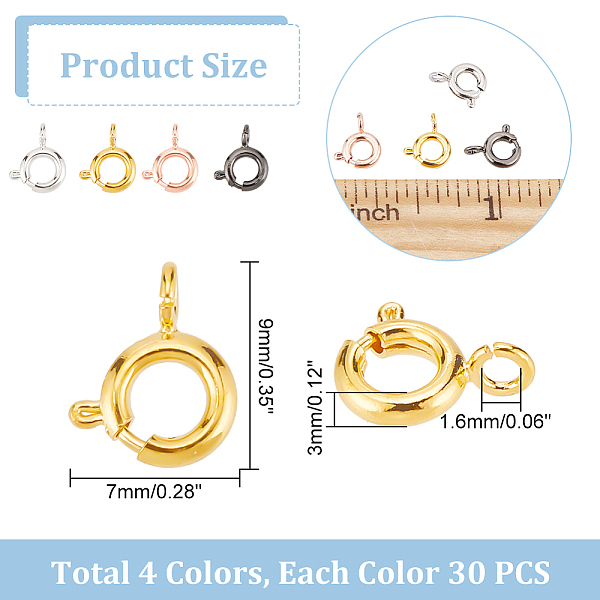 Dicosmetic 120 Stück 4 Farben Federringverschlüsse Aus Messing