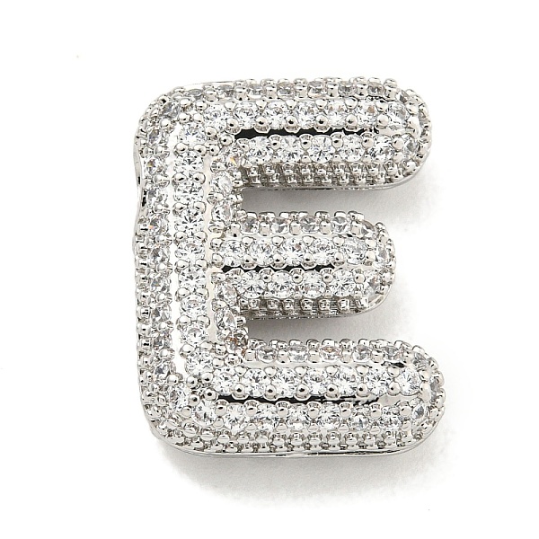 

PandaHall Platinum Plated Brass Micro Pave Cubic Zirconia Pendants, Letter Charms, Letter E, 21.8x19.8x6mm, Hole: 3.5x2.5mm Brass+Cubic..., Clear