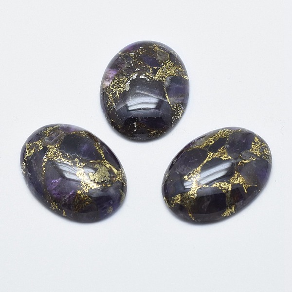 

PandaHall Amethyst Cabochons, with Gold Line, Oval, 30x22x6mm Amethyst Oval