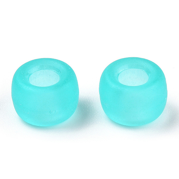 

PandaHall Transparent Plastic Beads, Frosted, Barrel, Cyan, 9x6mm, Hole: 3.8mm, about 1900pcs/500g Plastic Barrel Cyan