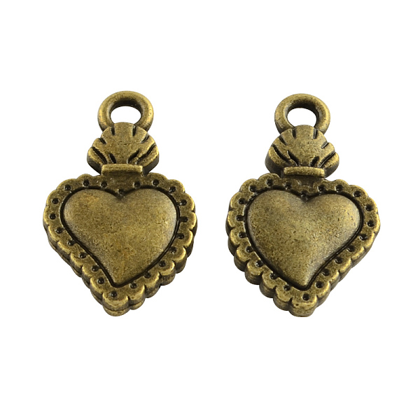 

PandaHall Tibetan Style Alloy Pendants, Cadmium Free & Nickel Free & Lead Free, Sacred Heart, Antique Bronze, 21x12x3.5mm, Hole: 2.5mm Alloy...