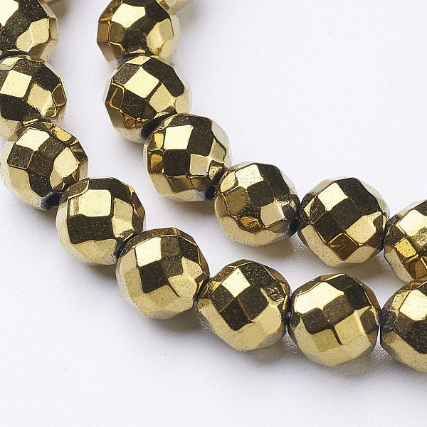 

PandaHall Non-Magnetic Synthetic Hematite Beads Strands, Vacuum Plating, Faceted(64 Facets), Round, Golden Plated, Gold, 8mm, Hole: 1mm...