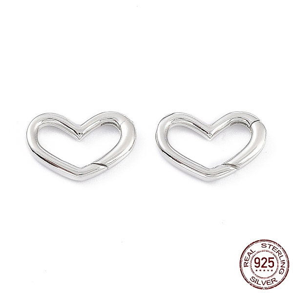 

PandaHall Rhodium Plated 925 Sterling Silver Spring Gate Rings, Heart, Platinum, 10.5x16x2mm, Inner Diameter: 8.5x11.5mm Sterling Silver