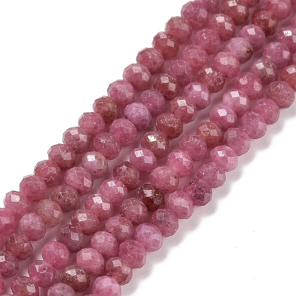 

PandaHall Natural Rhodochrosite Beads Strands, Faceted, Rondelle, 4x3mm, Hole: 0.7mm, about 130pcs/strand, 15.35 inch(39cm) Rhodochrosite...