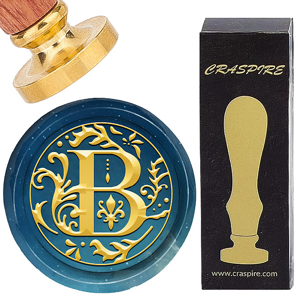 

PandaHall Brass Wax Seal Stamps with Rosewood Handle, for DIY Scrapbooking, Letter B, 25mm Brass Letter B