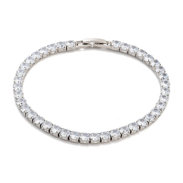 

PandaHall Brass Pave Clear Cubic Zirconia Flat Round Link Bracelets, Nickle Free, Long-Lasting Plated, Platinum, 7-1/8 inch(18.2cm) Cubic...
