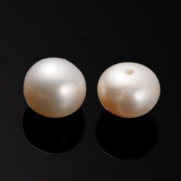 

PandaHall Natural Cultured Freshwater Pearl Beads, Half Drilled, Rondelle Bisque, 8.8~9x8mm, Hole: 0.8mm Pearl Rondelle Orange