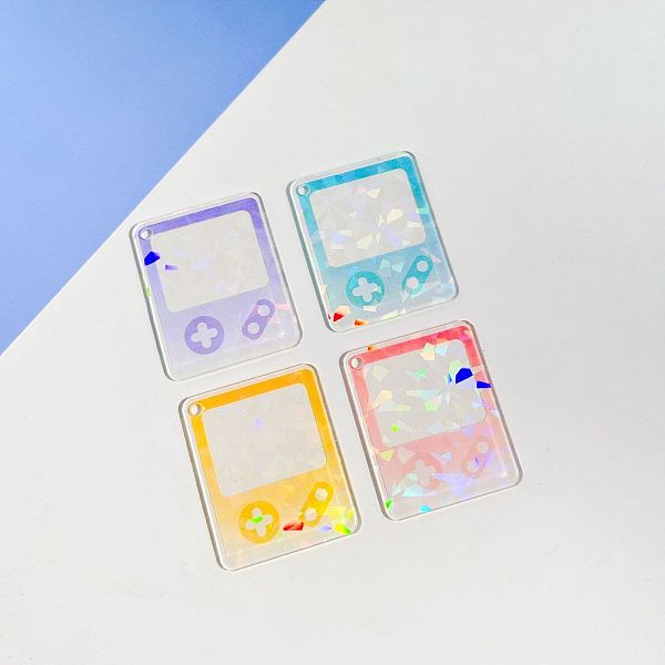

PandaHall 4Pcs 4 Colors Laser Style Acrylic Disc Keychain Blanks, with Ball Chains, Mixed Color, Game Console, Rectangle Pattern...