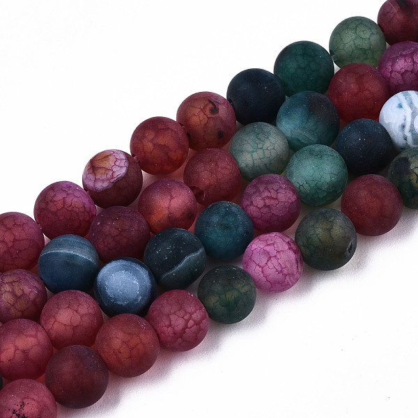

PandaHall Natural Crackle Agate Beads Strands, Frosted, Dyed & Heated, Round, Colorful, 6mm, Hole: 0.8mm, about 63pcs/strand, 14.96 inch...
