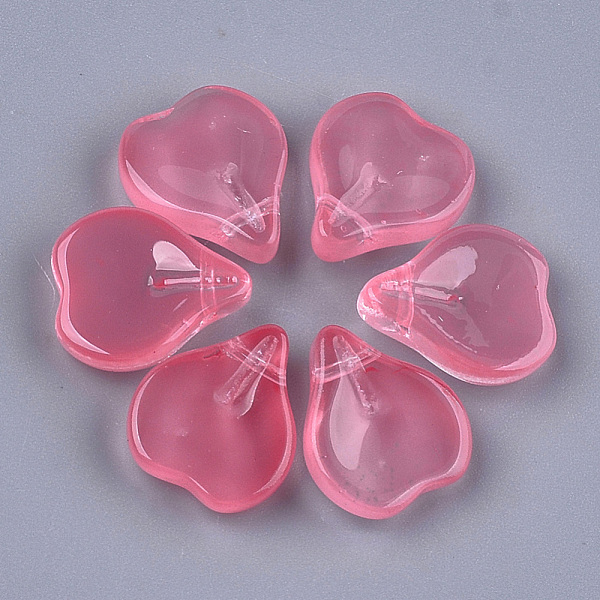 

PandaHall Transparent Spray Painted Glass Pendants, Petal, Crimson, 15x13x5mm, Hole: 1mm Glass Petaline Pink