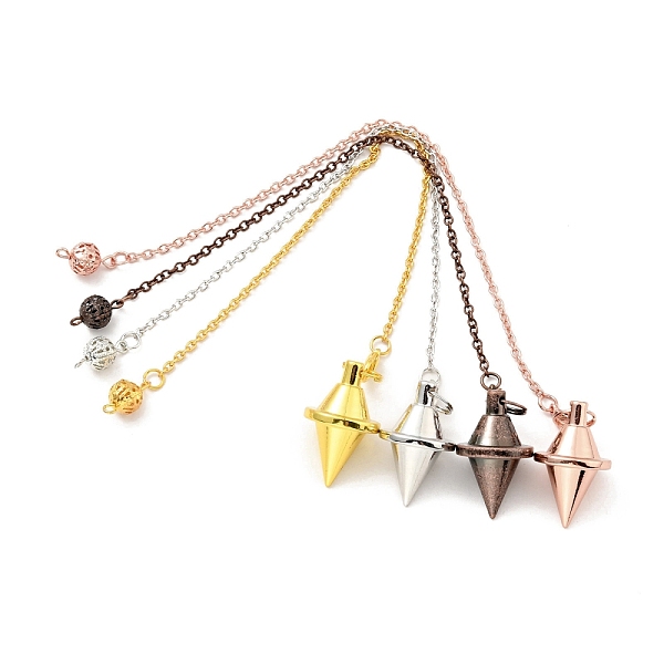 

PandaHall Brass Cable Chain Pointed Dowsing Pendulums, with Alloy Lobster Claw Clasps, Cadmium Free & Lead Free, Bicone, Mixed Color...