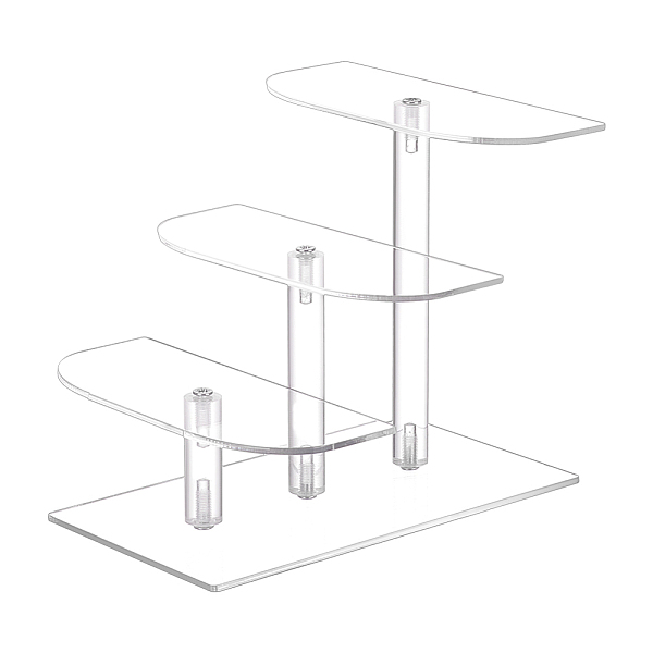 PandaHall 3-Tier Acrylic Action Figure Display Riser Stands, Half Round Tiered Organizer Holder for Doll, Toys, Minifigures, Jewelry Display...