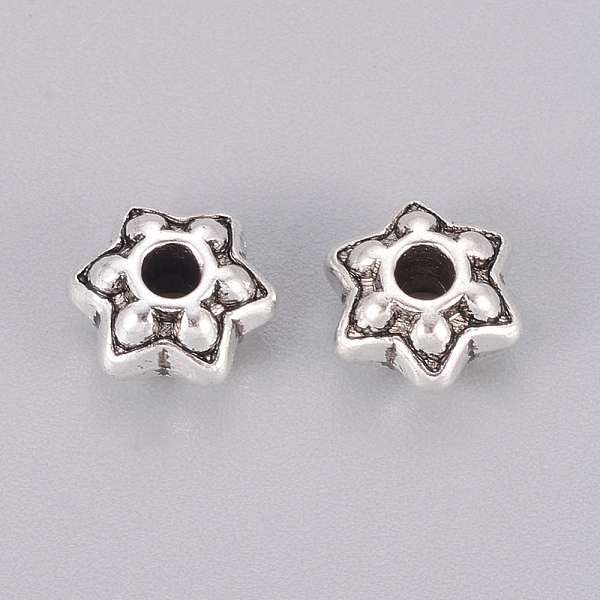 

PandaHall Tibetan Silver Spacer Beads, Flower, Cadmium Free & Nickel Free & Lead Free, Antique Silver, 9mm, Hole: 2mm Alloy Flower