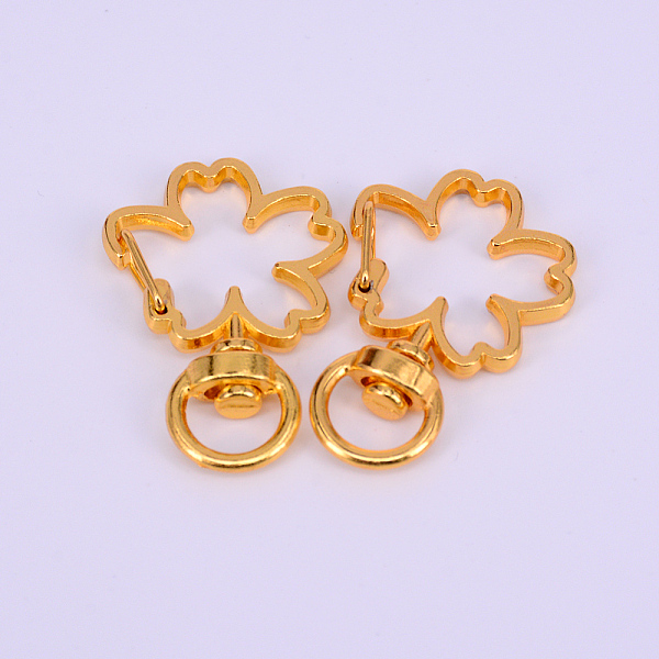 

PandaHall Iron Swivel Lobster Clasps, Swivel Snap Hook, Sakura, Golden, 36x24x6mm, Hole: 5x9mm Iron