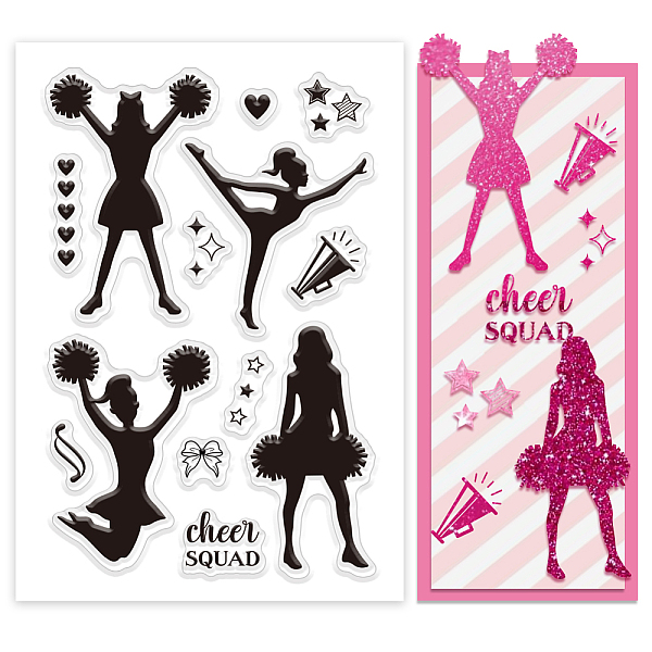 

PandaHall PH Cheerleading Clear Stamps for Card Making, Cheerleader Rubber Stamps Transparent Cheer Squad Paper Craft Stamps for DIY...