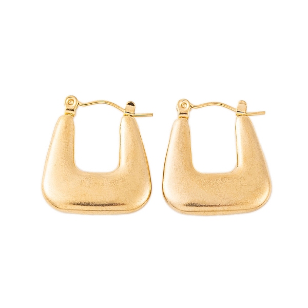 

PandaHall Ion Plating(IP) 304 Stainless Steel Hoop Earrings for Women, Trapezoid, Real 18K Gold Plated, 22x4mm 304 Stainless Steel Trapezoid